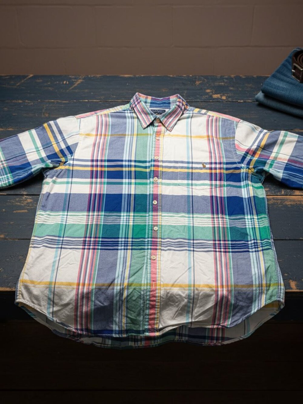 Ralph Lauren Madras Plaid Shirt Men's 3XB Big Tall Multicolor Button Down